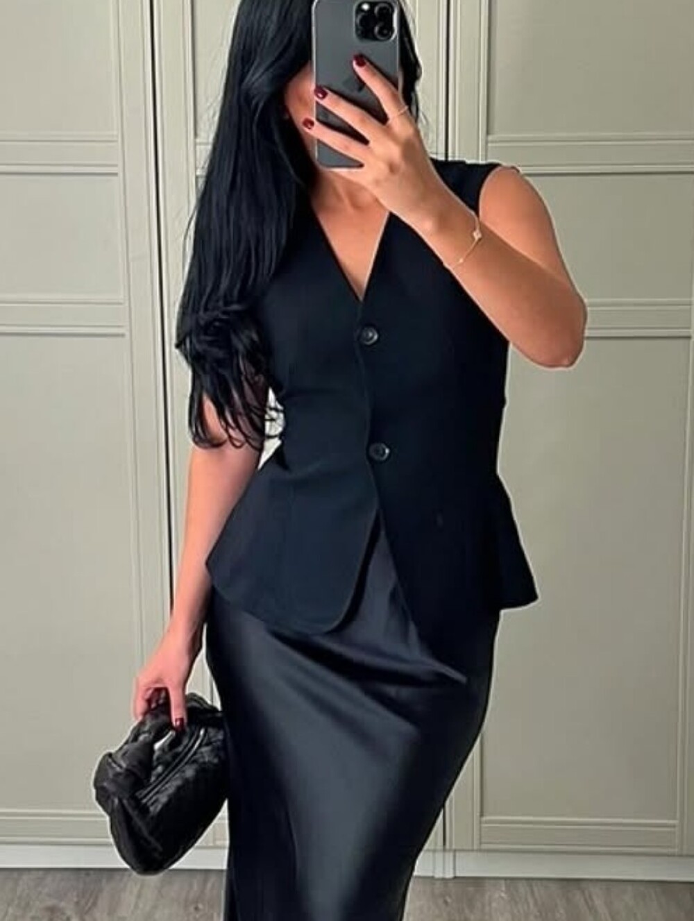 Zara Fitted Button Down Vest Black Size S